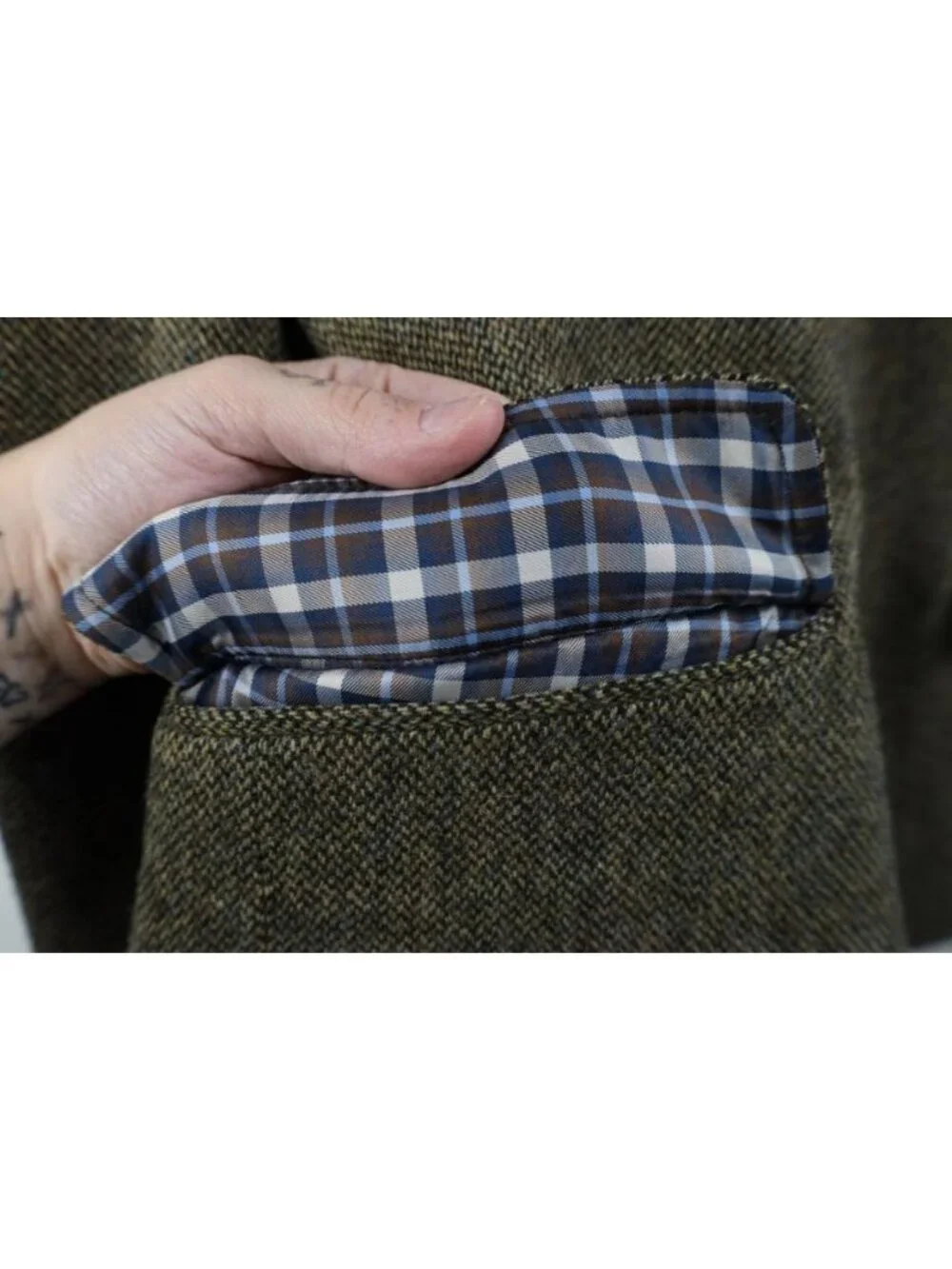Jos A Bank Mens 44R Suede Elbow Patch Wool Tweed Herringbone Suit Blazer Jacket